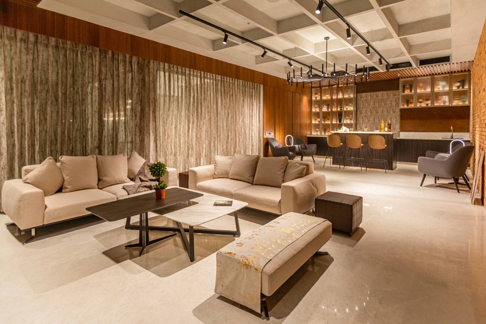A fusion of contemporary and rustic to create the ultimate party lounge