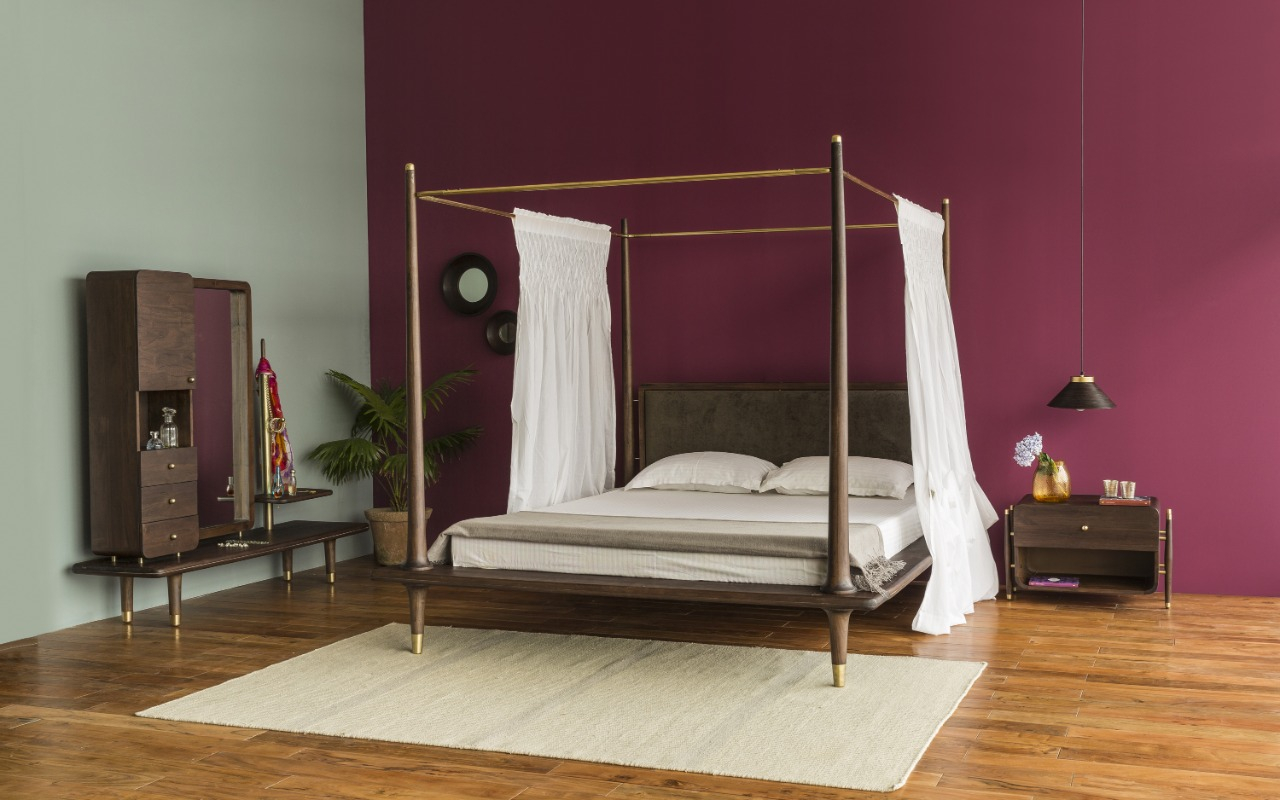 A range of teak wood furniture to add warmth to a modern home