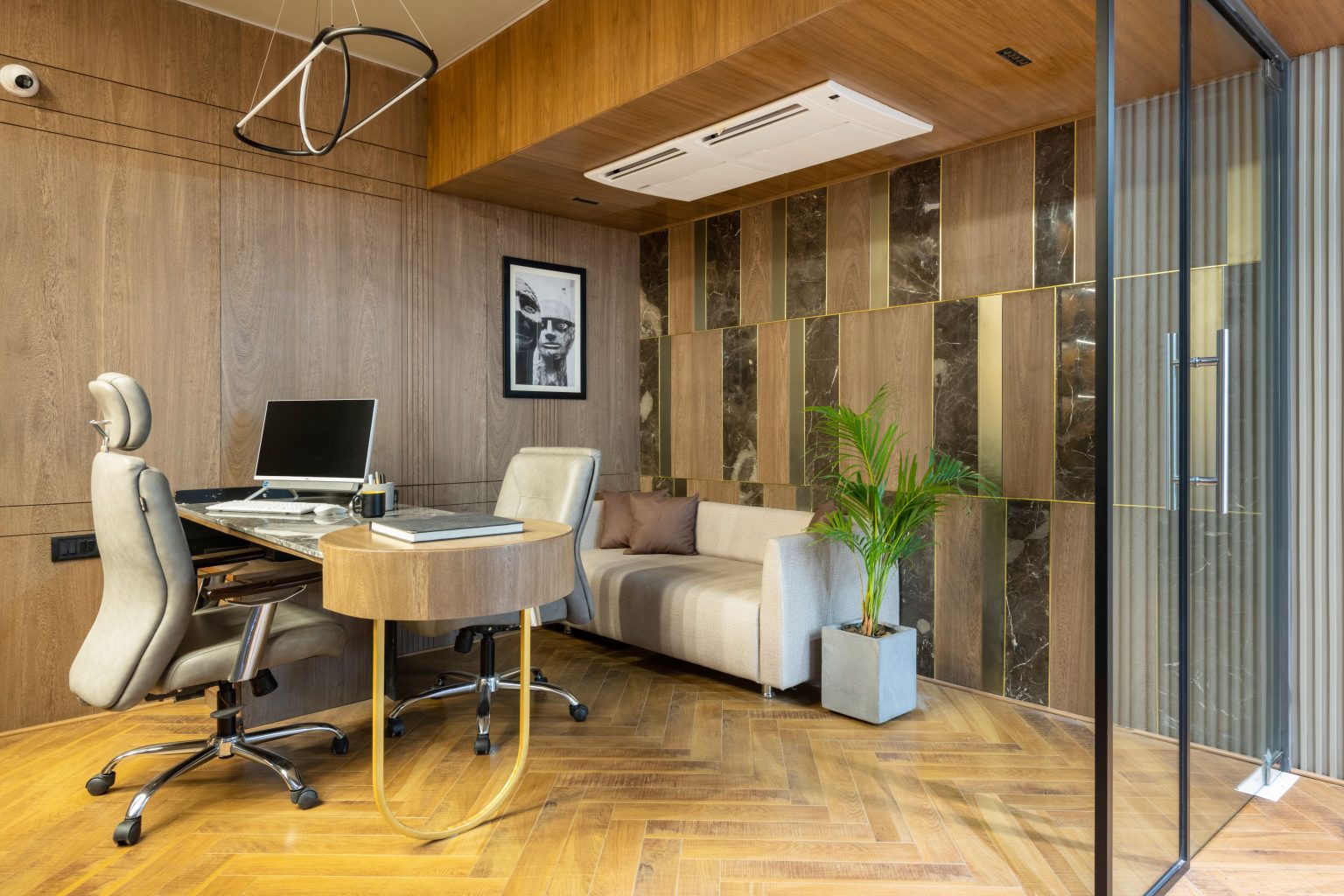 Office Display Element Ahmedabad’s eclectic office displays theatric geometry engraved into ...