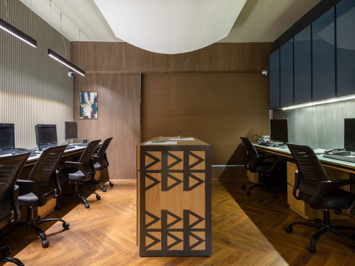 Office Display Element Ahmedabad’s eclectic office displays theatric geometry engraved into ...