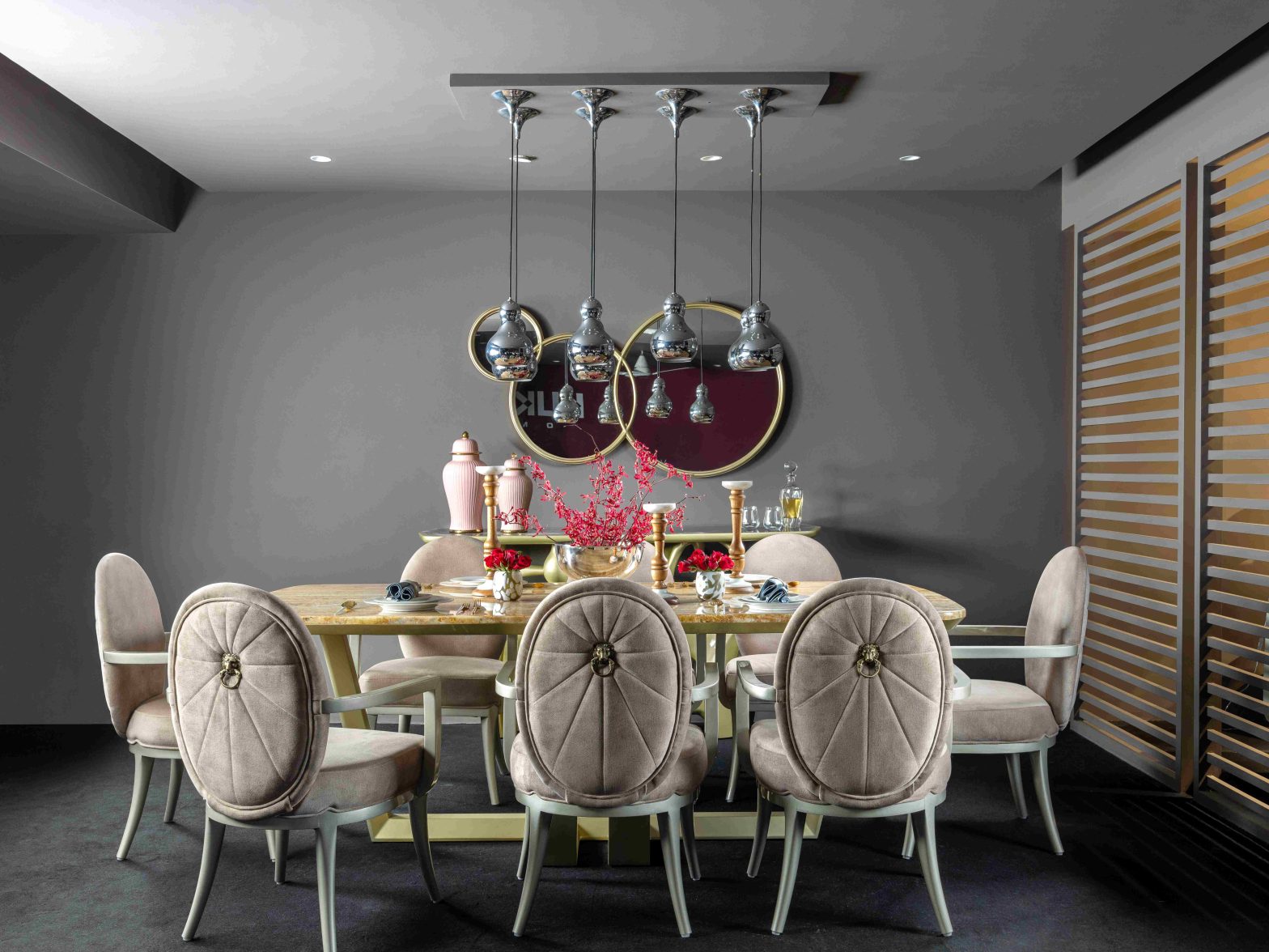 This elegant dining furniture sets higher standards in luxury