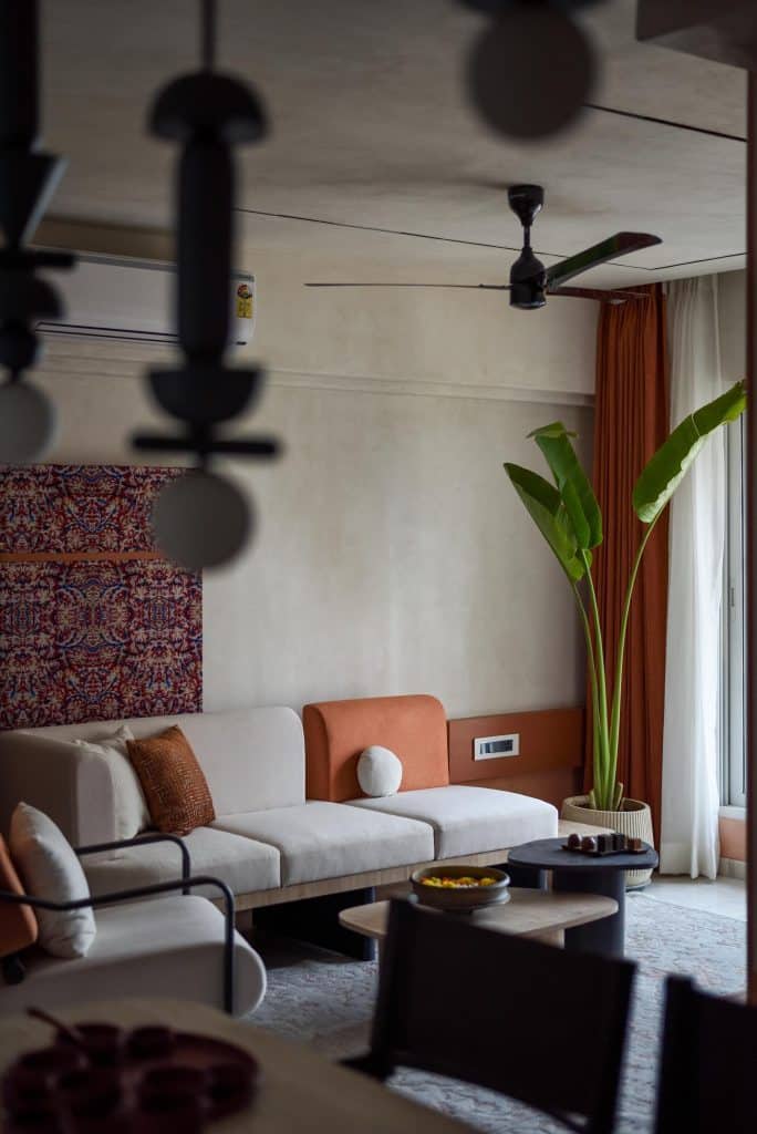 Warm terracotta Indian living room