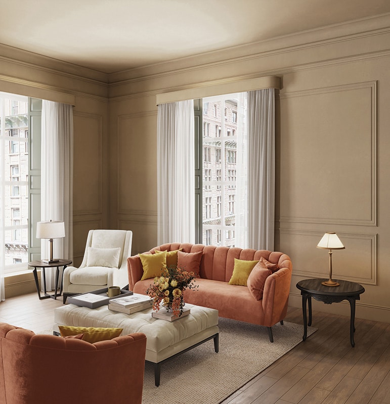 Elevate your spaces with the plush tones of this upholstery collection ...