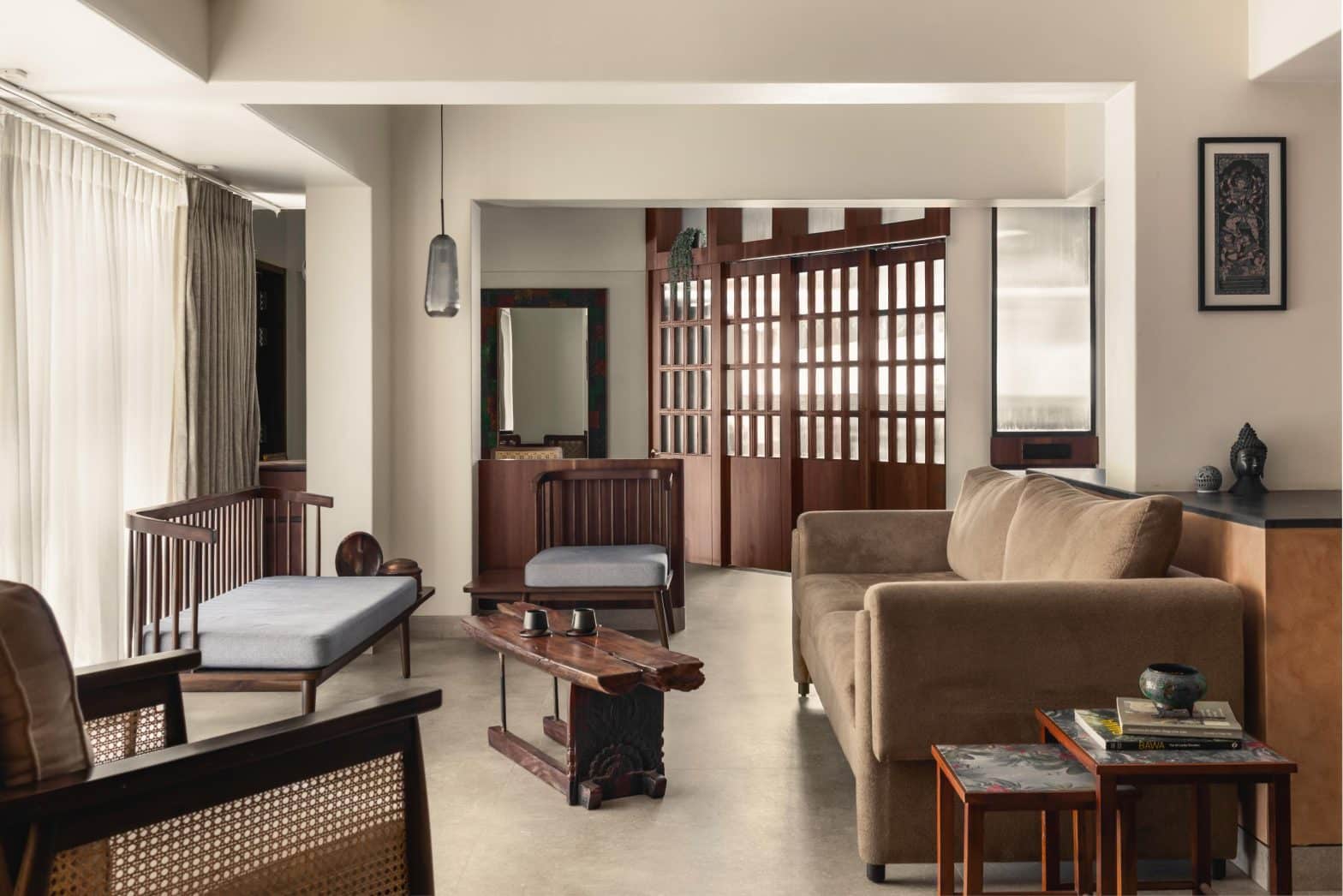 Follow a texture-driven script at this actor duo's 2,000 sq ft Mumbai ...